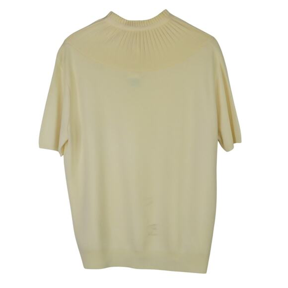 1970s Exmoor Vintage Cream Short Sleeved Pleated Collar Bow Blouse Union Made - Picture 8 of 11
